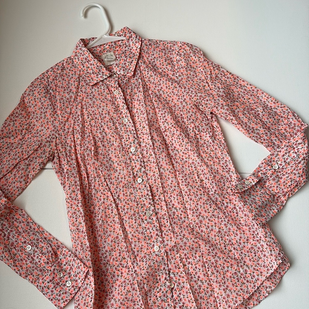 J. Crew by Liberty of London Floral 100% Cotton The Perfect Shirt 0